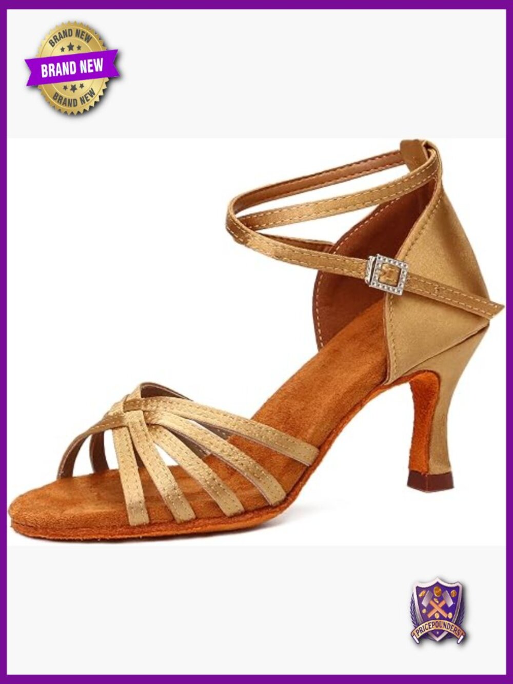 Women's Satin Latin Dance Shoes with Adjustable Ankle Straps